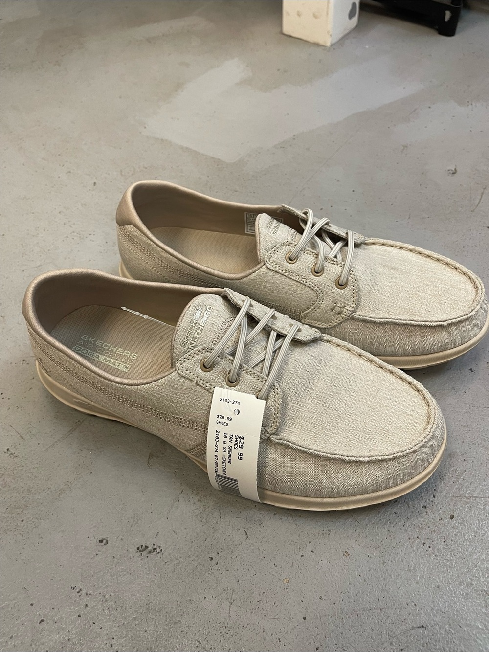 Skechers Women’s Light Beige Canvas Lace-Up Sneakers